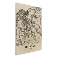 Bilderwelten Holzbild Stadtplan - Hochformat 3:4 Stadtplan Havanna - Klassik
