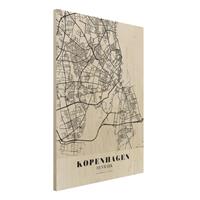 Bilderwelten Holzbild Stadtplan - Hochformat 3:4 Stadtplan Kopenhagen - Klassik
