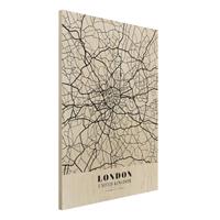 Bilderwelten Holzbild Stadtplan - Hochformat 3:4 Stadtplan London - Klassik