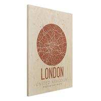 Bilderwelten Holzbild Stadtplan - Hochformat 3:4 Stadtplan London - Retro