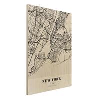 Bilderwelten Holzbild Stadtplan - Hochformat 3:4 Stadtplan New York - Klassik