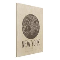 Bilderwelten Holzbild Stadtplan - Hochformat 3:4 Stadtplan New York - Retro
