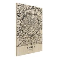 Bilderwelten Holzbild Stadtplan - Hochformat 3:4 Stadtplan Paris - Klassik