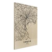 Bilderwelten Holzbild Stadtplan - Hochformat 3:4 Stadtplan Tokyo - Klassik