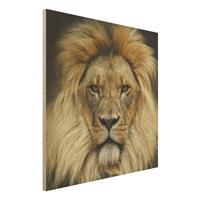 Bilderwelten Holzbild Tiere - Quadrat Wisdom of Lion