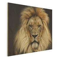 Bilderwelten Holzbild Tiere - Querformat 4:3 Wisdom of Lion