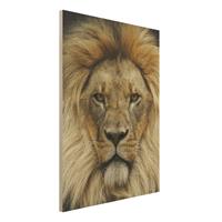 Bilderwelten Holzbild Tiere - Hochformat 3:4 Wisdom of Lion
