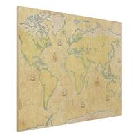 Bilderwelten Holzbild Weltkarte - Querformat 4:3 World Map