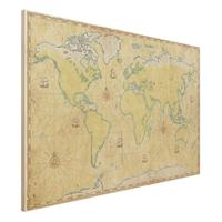 Bilderwelten Holzbild Weltkarte - Querformat 3:2 World Map