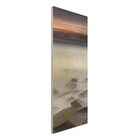 Bilderwelten Holzbild Natur & Landschaft - Hochformat Sonnenuntergang im Nebel