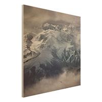 Bilderwelten Holzbild Natur & Landschaft - Quadrat Berge von Tibet