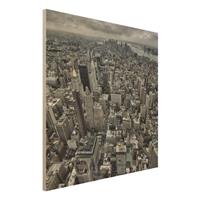 Bilderwelten Holzbild Architektur & Skyline - Quadrat Blick Ã¼ber Manhattan