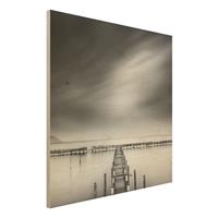 Bilderwelten Holzbild Schwarz-WeiÃŸ - Quadrat Der alte Pier