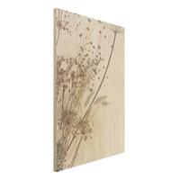 Bilderwelten Holzbild Bouquet aus Ziergras und BlÃ¼ten