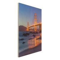 Bilderwelten Holzbild Golden Gate Bridge am Abend