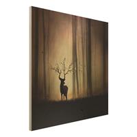 Bilderwelten Holzbild Tiere - Quadrat Der Herr des Waldes