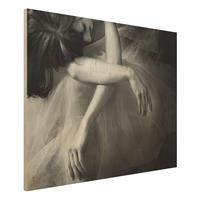 Bilderwelten Holzbild Schwarz-WeiÃŸ - Querformat 4:3 Die HÃnde einer Ballerina