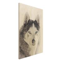 Bilderwelten Holzbild Husky Portrait
