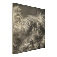 Bilderwelten Holzbild Schwarz-WeiÃŸ - Quadrat Ein Sturm zieht auf
