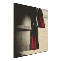 Bilderwelten Holzbild Portrait - Quadrat High Heels in Rot