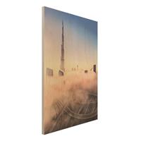 Bilderwelten Holzbild Architektur & Skyline - Hochformat 2:3 Himmlische Skyline von Dubai
