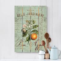 Bilderwelten Holzbild Plankenoptik Blumen - Hochformat Shabby Chic Collage - Orange