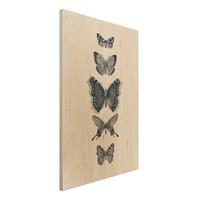 Bilderwelten Holzbild Tusche Schmetterlinge auf Beige