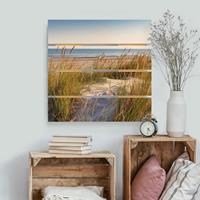 Bilderwelten Holzbild Plankenoptik Natur & Landschaft - Quadrat StranddÃ¼ne am Meer