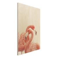 Bilderwelten Holzbild Zwei Flamingos