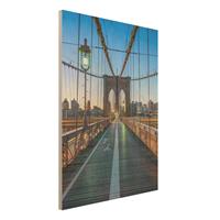 Bilderwelten Holzbild Morgenblick von der Brooklyn Bridge