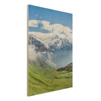 Bilderwelten Holzbild Schweizer Alpenpanorama
