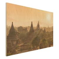 Bilderwelten Holzbild Sonnenuntergang Ã¼ber Bagan