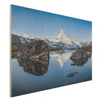 Bilderwelten Holzbild Stellisee vor dem Matterhorn