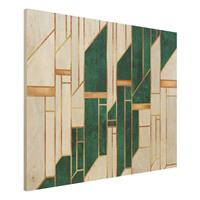 Bilderwelten Holzbild Emerald und Gold Geometrie