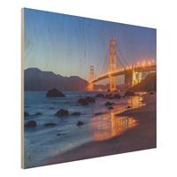Bilderwelten Holzbild Golden Gate Bridge am Abend