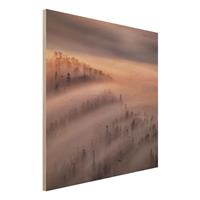 Bilderwelten Holzbild Natur & Landschaft - Quadrat Nebelflut
