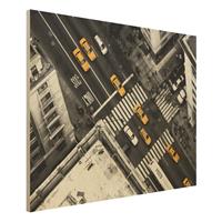 Bilderwelten Holzbild Schwarz-WeiÃŸ - Querformat 4:3 New York City Cabs