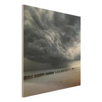Bilderwelten Holzbild Natur & Landschaft - Quadrat Sturmwolken Ã¼ber der Ostsee