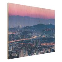 Bilderwelten Holzbild Skyline von Seoul