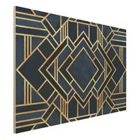 Bilderwelten Holzbild Abstrakt - Querformat 3:2 Art Deco Gold