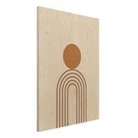 Bilderwelten Holzbild Abstrakt - Hochformat 3:4 Line Art Kreis und Linien Kupfer