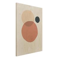 Bilderwelten Holzbild Abstrakt - Hochformat 3:4 Line Art Kreise Pastell