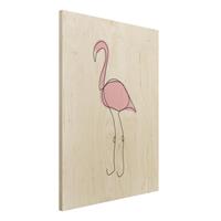 Bilderwelten Holzbild Tiere - Hochformat 3:4 Flamingo Line Art