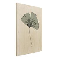 Bilderwelten Holzbild Blumen - Hochformat 3:4 Gingko Blatt Line Art