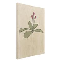 Bilderwelten Holzbild Blumen - Hochformat 3:4 Seerose Line Art