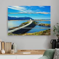 Bilderwelten Holzbild Plankenoptik Natur & Landschaft - Querformat Crossing Norway