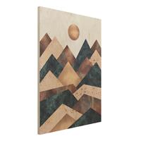Bilderwelten Holzbild Abstrakt - Hochformat 3:4 Geometrische Berge Bronze