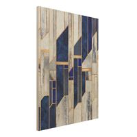 Bilderwelten Holzbild Abstrakt - Hochformat 3:4 Geometrische Formen mit Gold