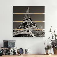 Bilderwelten Holzbild Plankenoptik Architektur & Skyline - Quadrat Eiffelturm