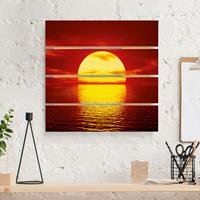 Bilderwelten Holzbild Plankenoptik Natur & Landschaft - Quadrat Fantastic Sunset